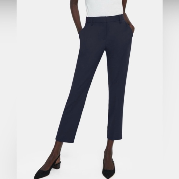 Theory Testra 2C Contour Wool Navy Pants Size 8 Made in USA - Picture 1 of 9